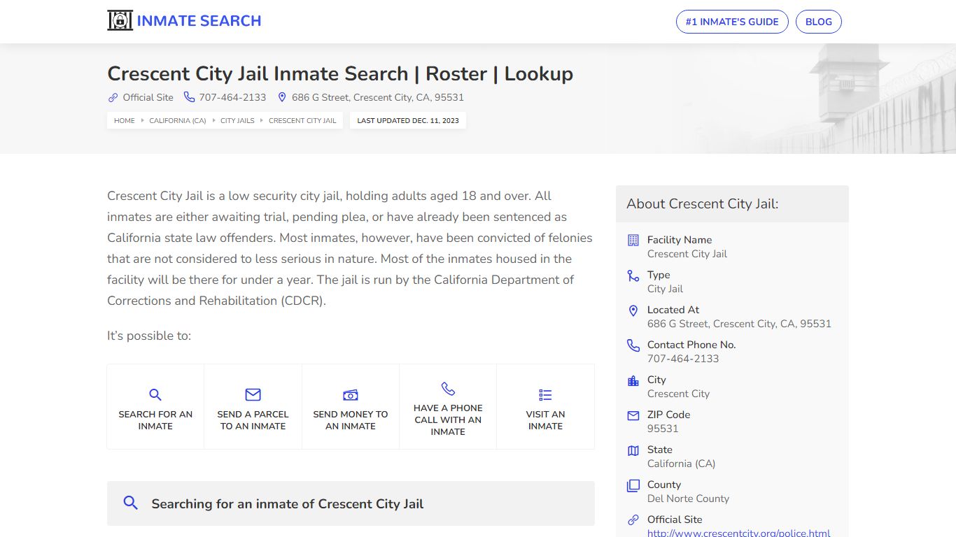 Crescent City Jail Inmate Search | Roster | Lookup